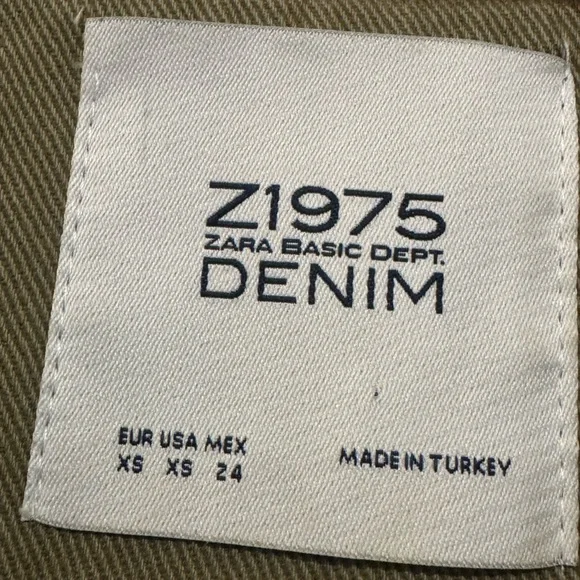 ZARA BASIC DEPT DENIM EUC Z1975 OLIVE GREEN TASSELS JACKET SIZE XS - Picture 5 of 9